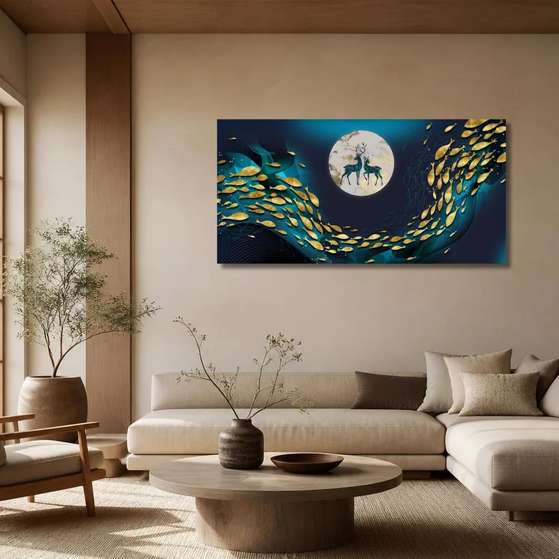 Canvas art print deer in moonlight