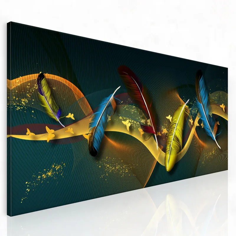 Farbige Federn mit Schmetterlingen modernes wandbild