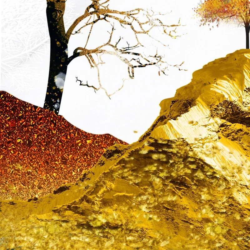 Herbstwald mit Rehen modernes wandbild