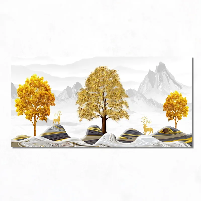 Toile artistique paysage naturel doré