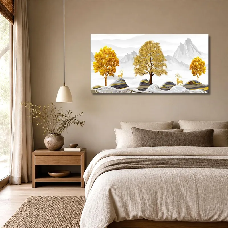 Toile artistique paysage naturel doré