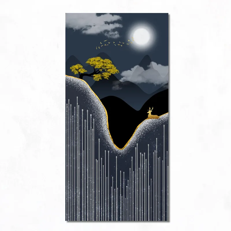 Golden Deer in Moonlit Landscape fine art print