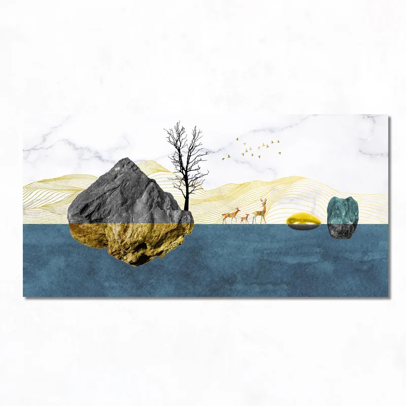 Rock Landscape with Deer canvas wall art