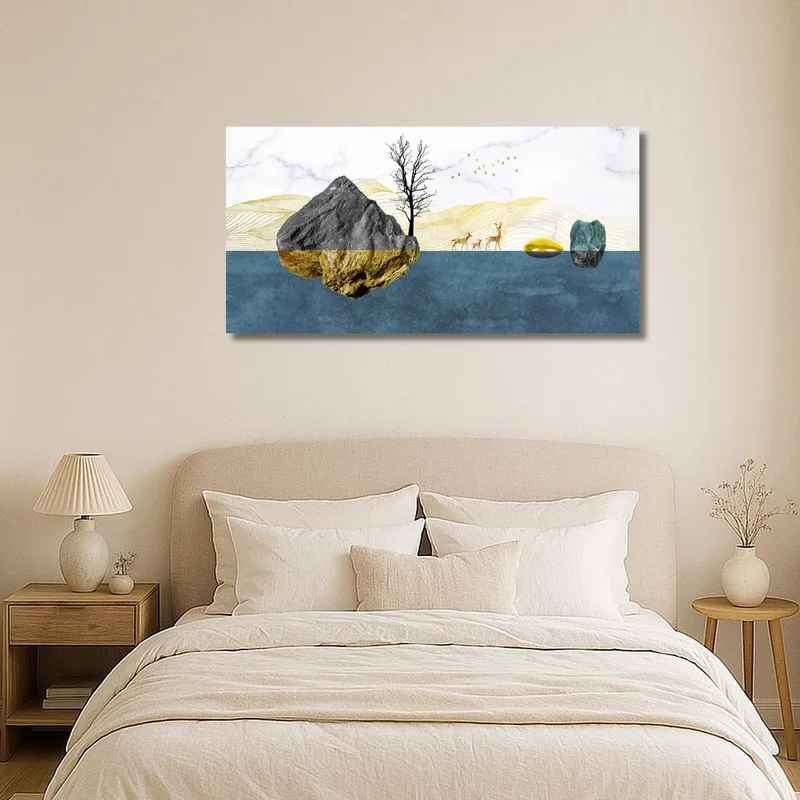 Rock Landscape with Deer canvas wall art