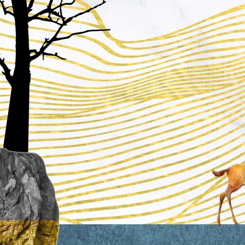 Rock Landscape with Deer canvas wall art
