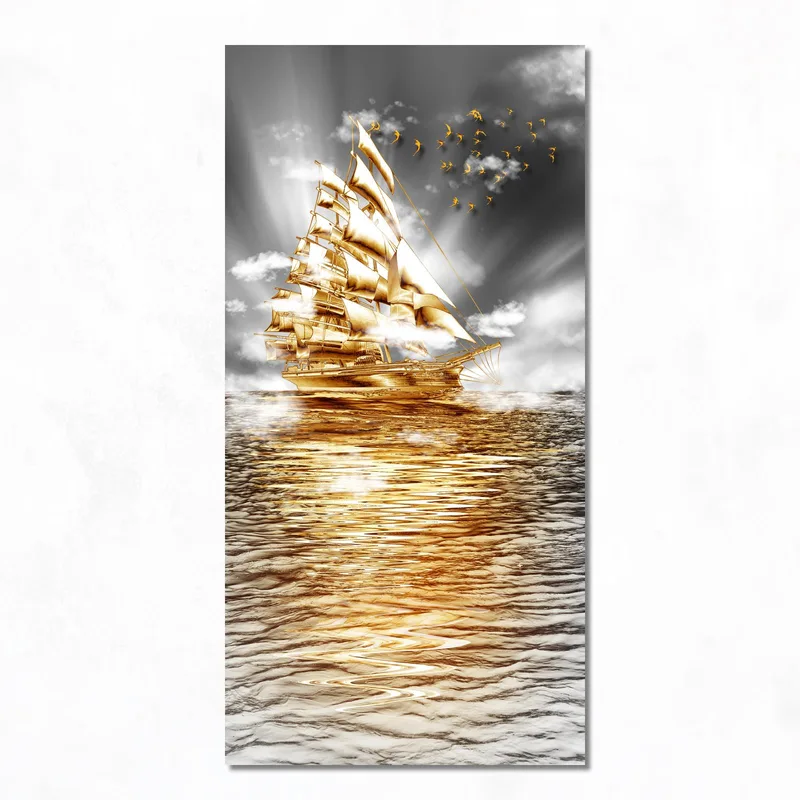 Goldenes Segelschiff drucken auf leinwand