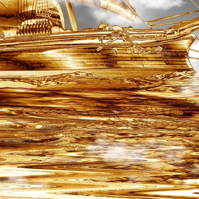 Goldenes Segelschiff drucken auf leinwand
