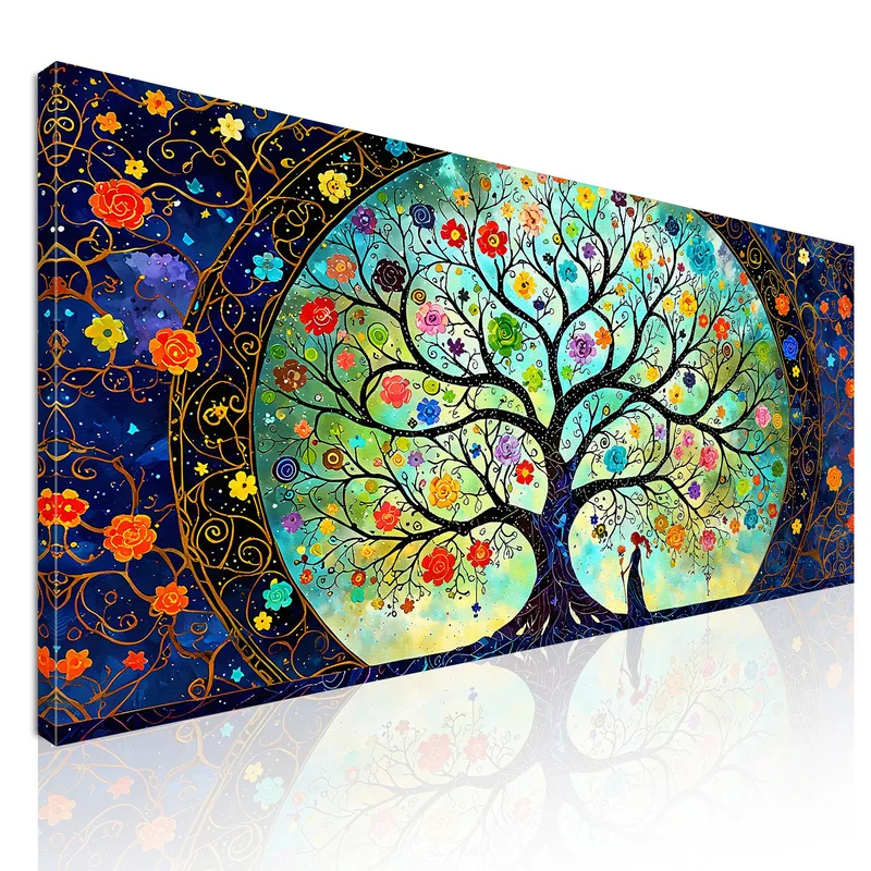 Tree Of Life Floral Painting Girl With Red Hair canvas print