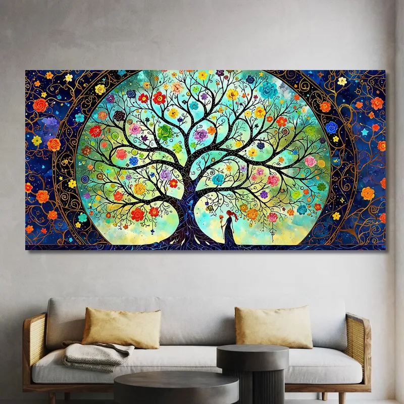 Tree Of Life Floral Painting Girl With Red Hair