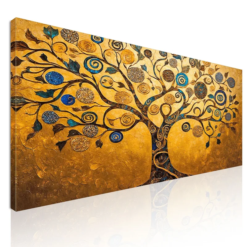 Tree Of Life Gold And Blue Spirals Painting canvas print