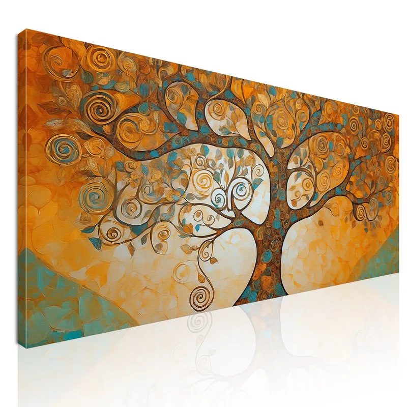 Tree Of Life Painting Warm Tones And Spirals canvas print