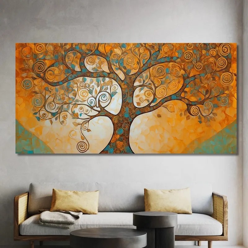 Baum Des Lebens-Gemälde In Warmen Farbtönen Und Spiralen