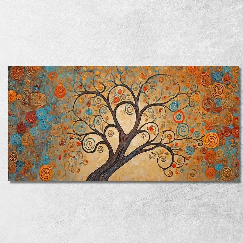 Pintura Abstracta Del Árbol De La Vida Otoñal