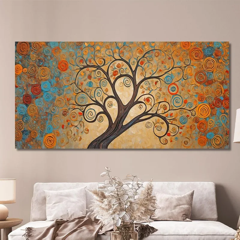 Pintura Abstracta Del Árbol De La Vida Otoñal