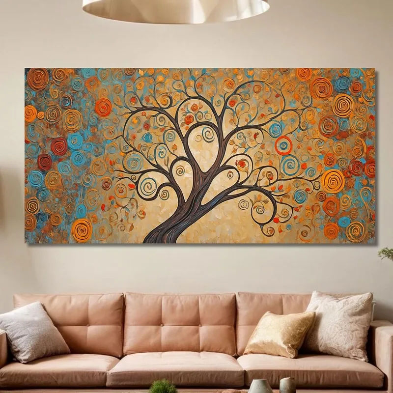 Pintura Abstracta Del Árbol De La Vida Otoñal