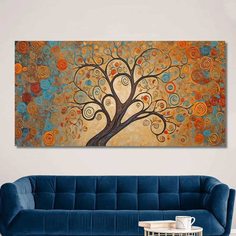 Pintura Abstracta Del Árbol De La Vida Otoñal