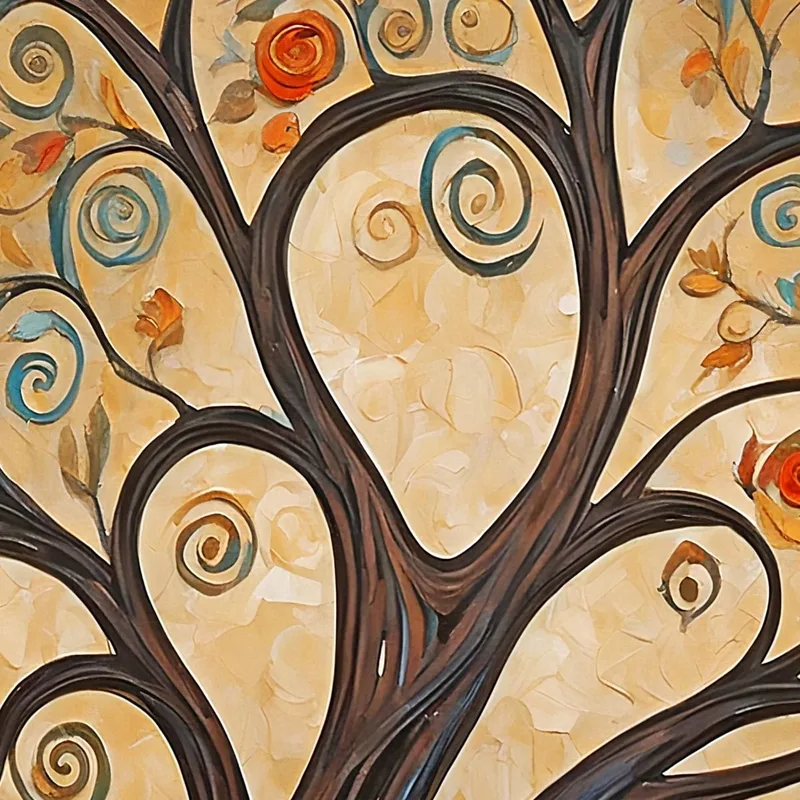 Pintura Abstracta Del Árbol De La Vida Otoñal