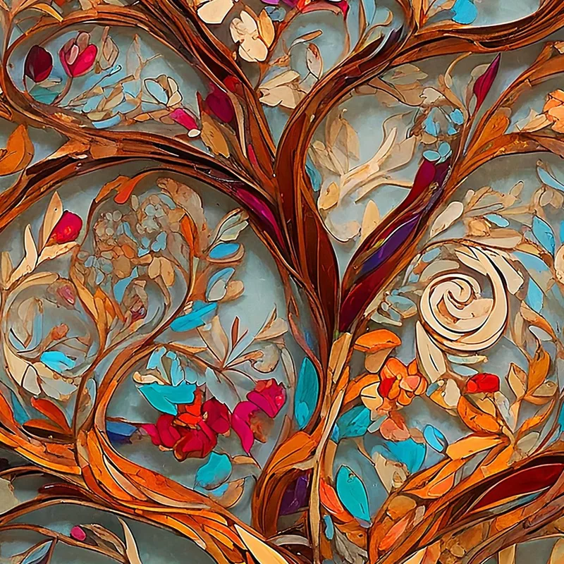 Tree Of Life Painting Flowers And Colorful Leaves