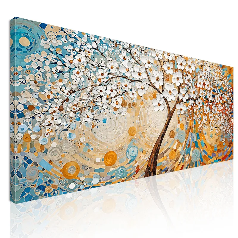 Tree Of Life White Flowers Abstract Painting canvas print