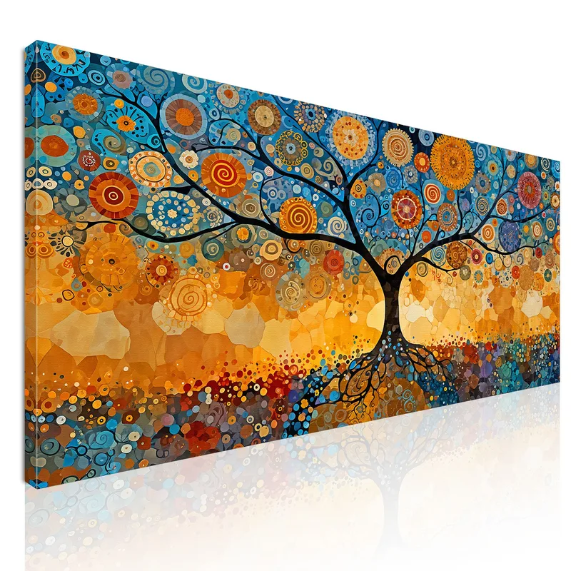 Tree Of Life Roots And Blue Circles Painting canvas print
