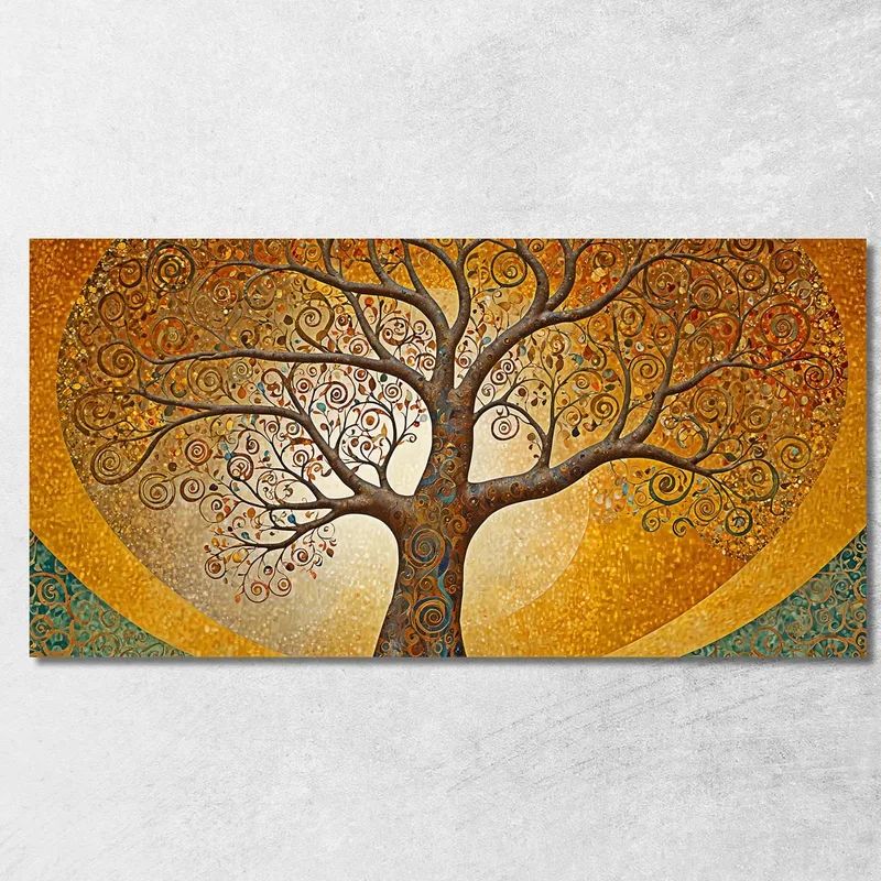 Tree Of Life Painting Gold Circles And Abstract Background