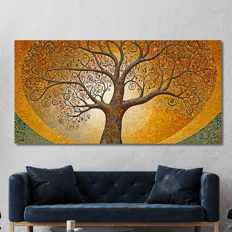 Tree Of Life Painting Gold Circles And Abstract Background