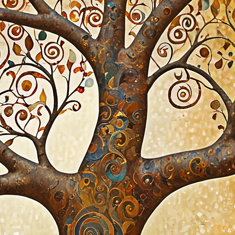 Tree Of Life Painting Gold Circles And Abstract Background