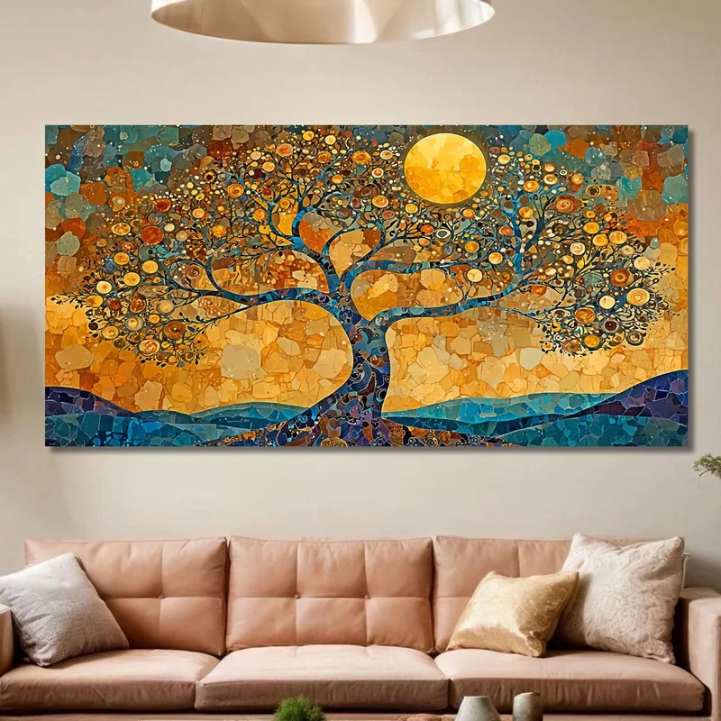 Tree Of Life Full Moon And Mosaic Painting