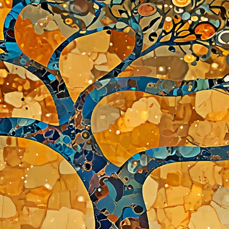 Tree Of Life Full Moon And Mosaic Painting