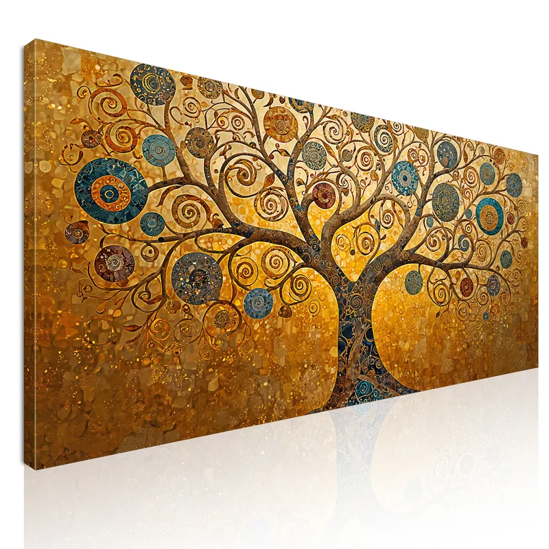 Tree Of Life Gold And Blue Spirals Painting canvas print