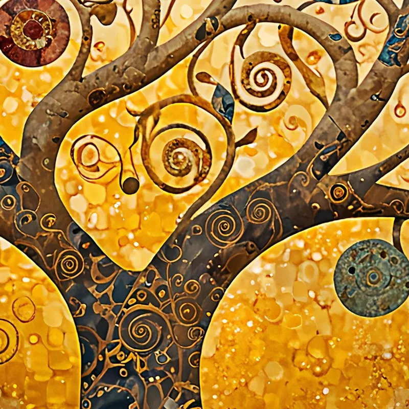 Bild „Baum Des Lebens“ Mit Goldenen Und Blauen Spiralen