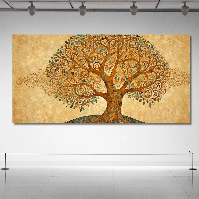 Quadro Albero Della Vita Tonalità Calde E Spirali Astratte