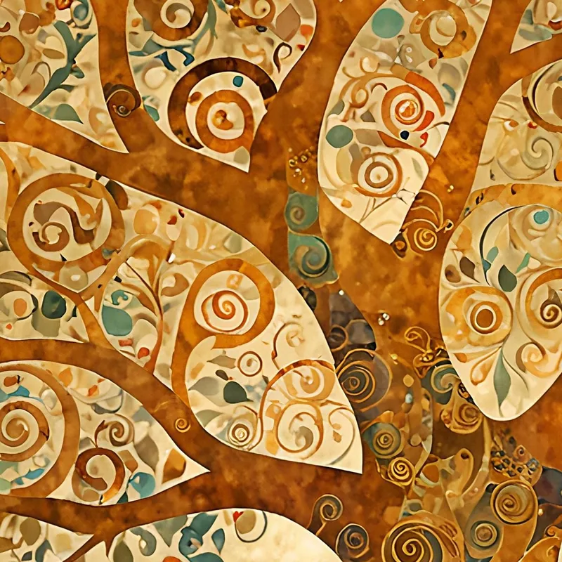 Quadro Albero Della Vita Tonalità Calde E Spirali Astratte