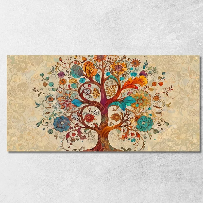 Baum Des Lebens-Gemälde Mit Bunten Blumen