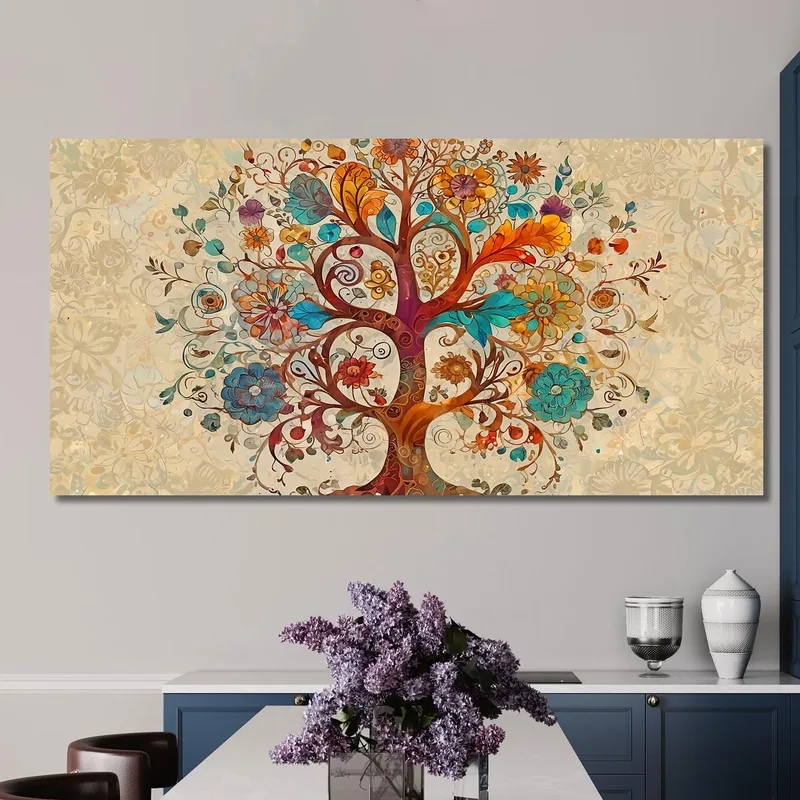 Baum Des Lebens-Gemälde Mit Bunten Blumen