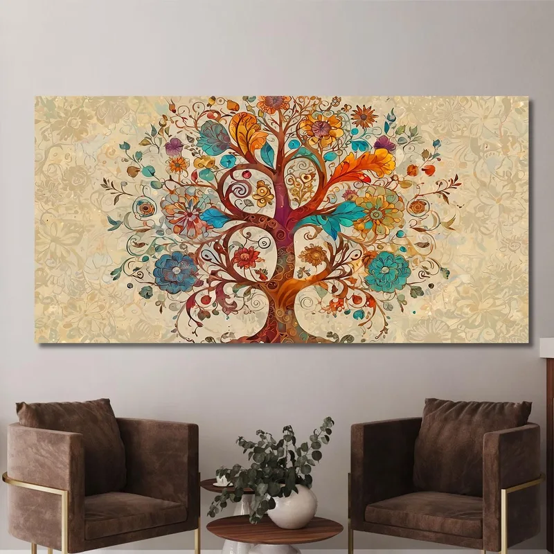Baum Des Lebens-Gemälde Mit Bunten Blumen