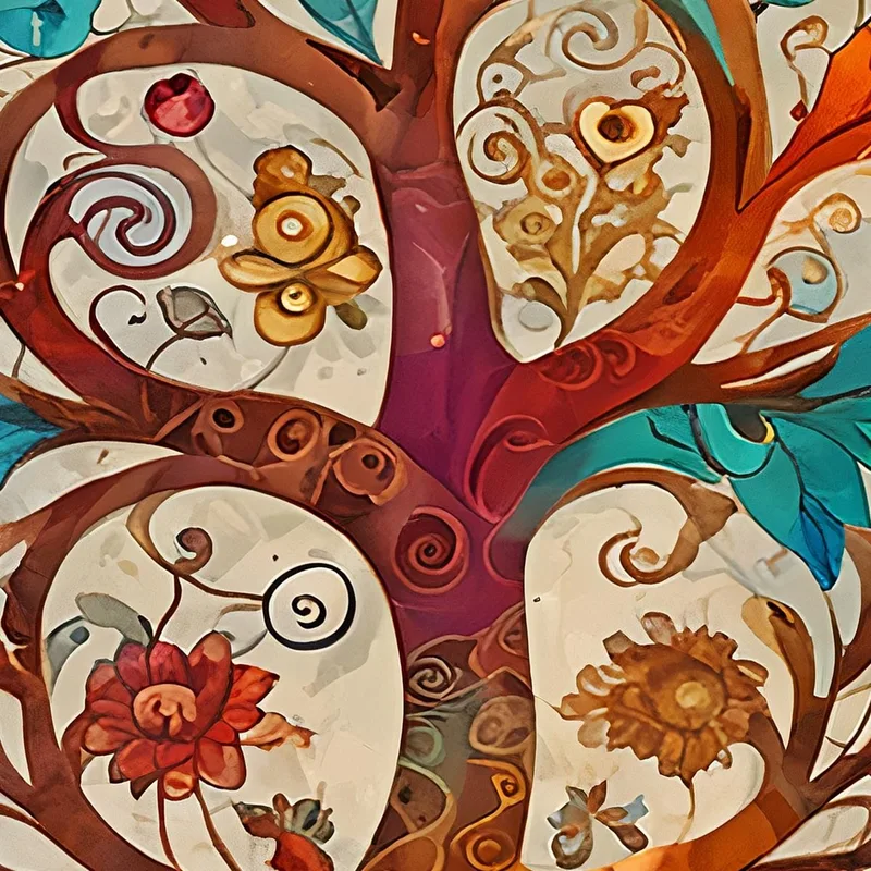 Baum Des Lebens-Gemälde Mit Bunten Blumen