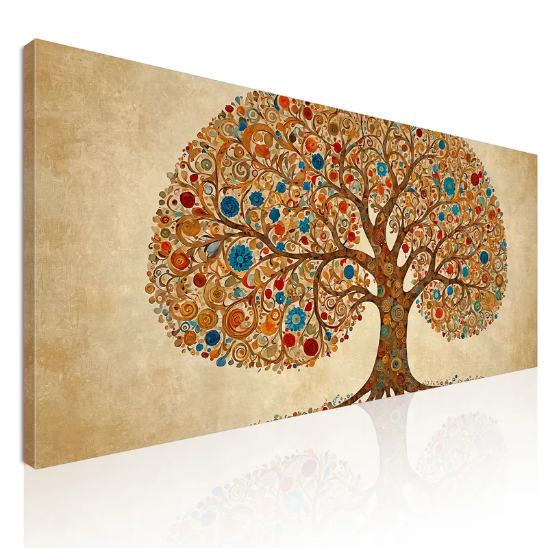 Tree Of Life Painting Circles And Warm Colors canvas print