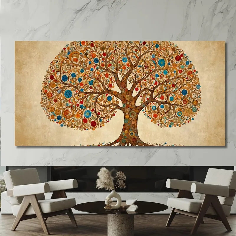 Tree Of Life Painting Circles And Warm Colors