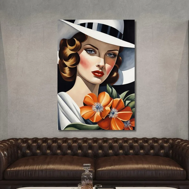 Flor Carmesí Estilo Tamara de Lempicka
