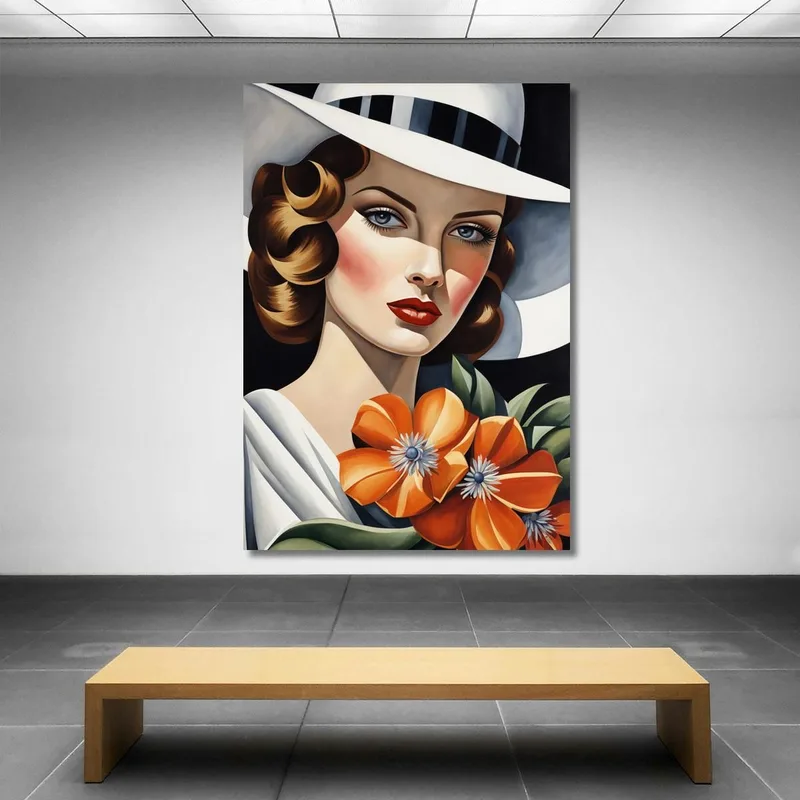 Flor Carmesí Estilo Tamara de Lempicka