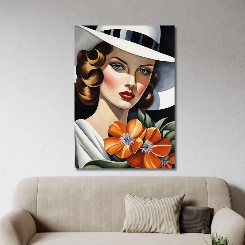 Flor Carmesí Estilo Tamara de Lempicka