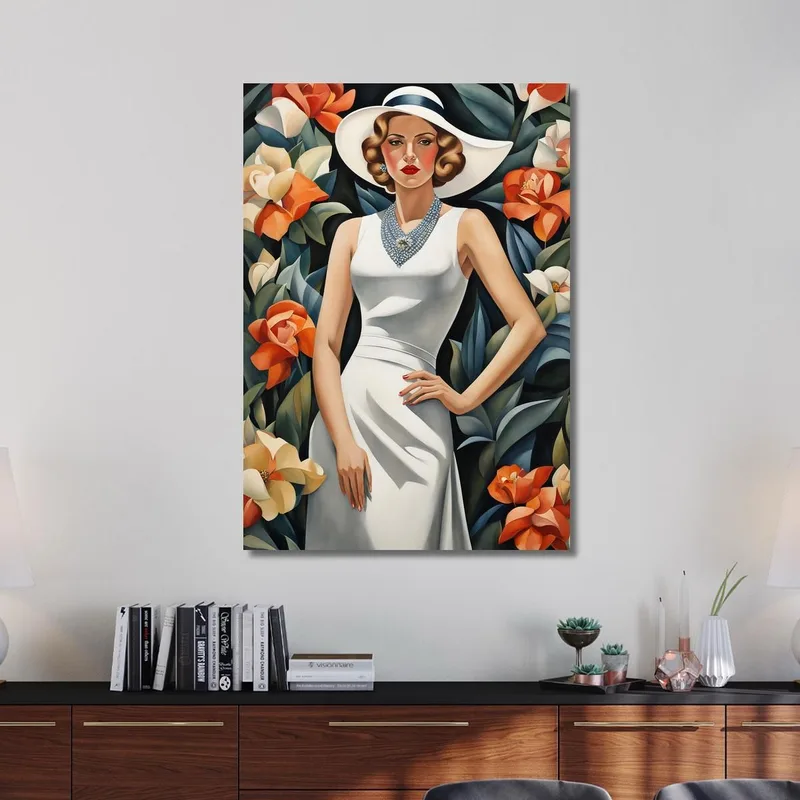 Lady With Flower Style Tamara de Lempicka