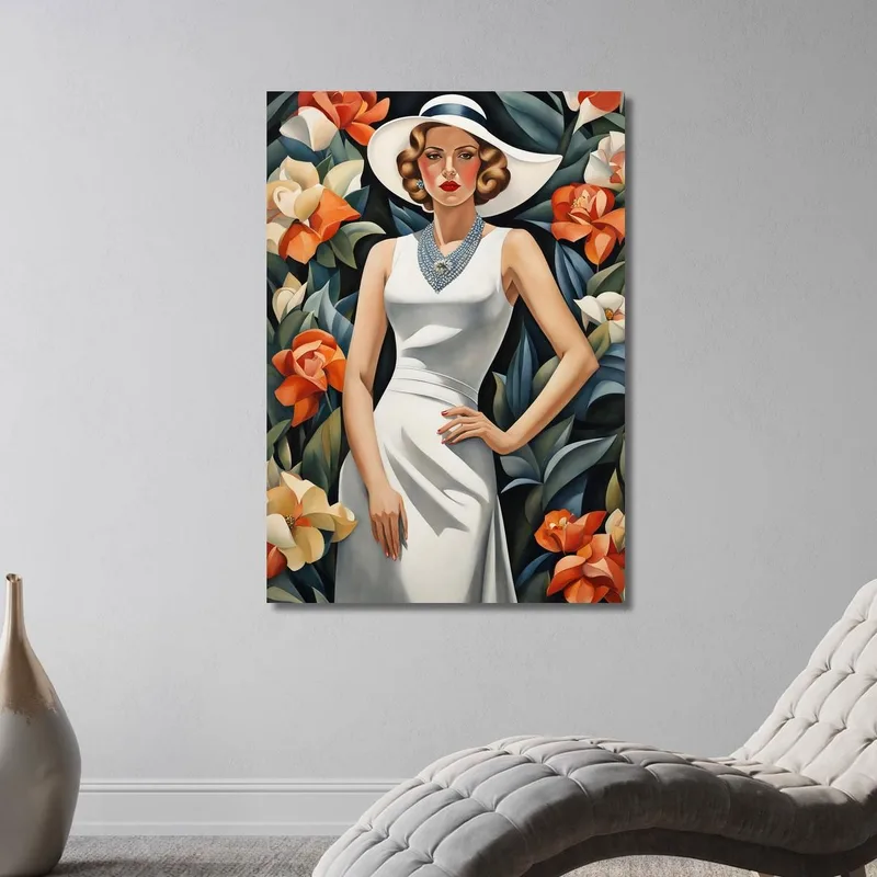Lady With Flower Style Tamara de Lempicka