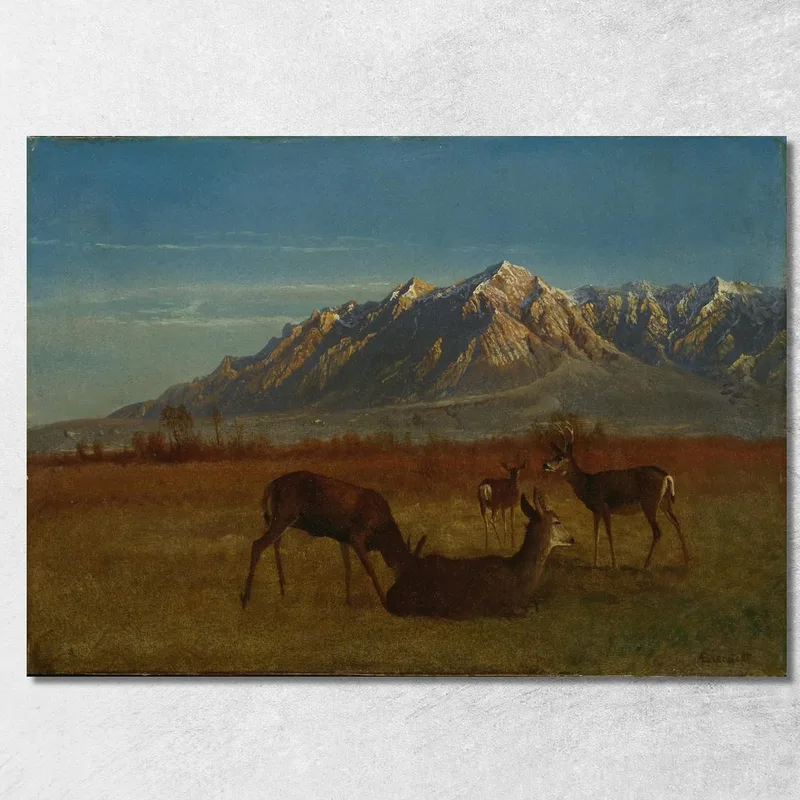 Cervi Nella Casa Di Montagna Albert Bierstadt quadro stampa su tela