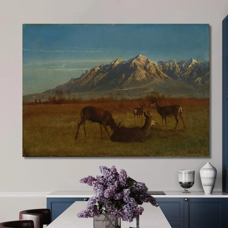 Cervi Nella Casa Di Montagna Albert Bierstadt quadro stampa su tela