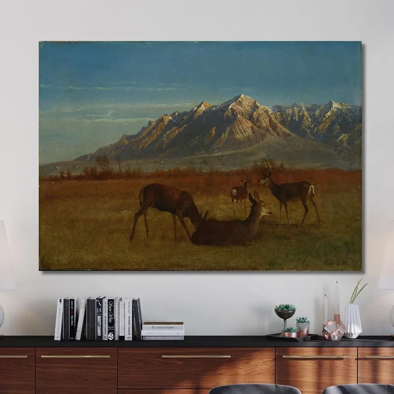 Cervi Nella Casa Di Montagna Albert Bierstadt quadro stampa su tela