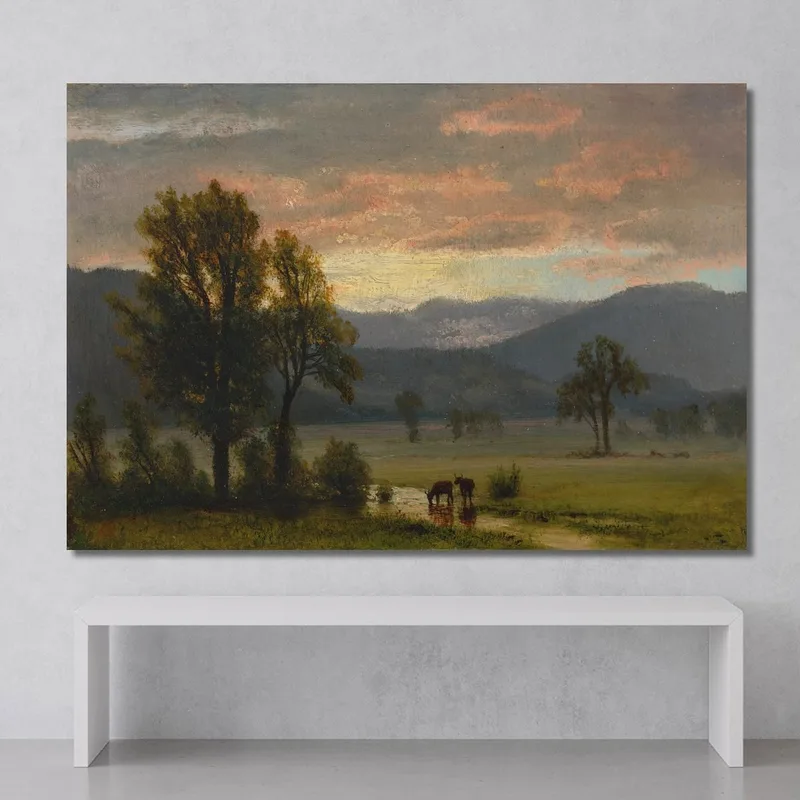 Paesaggio Con Bestiame Albert Bierstadt quadro stampa su tela