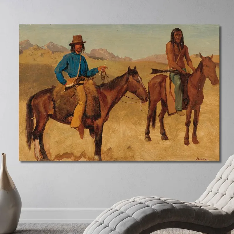 Trappeur Et Guide Indien À Cheval Albert Bierstadt