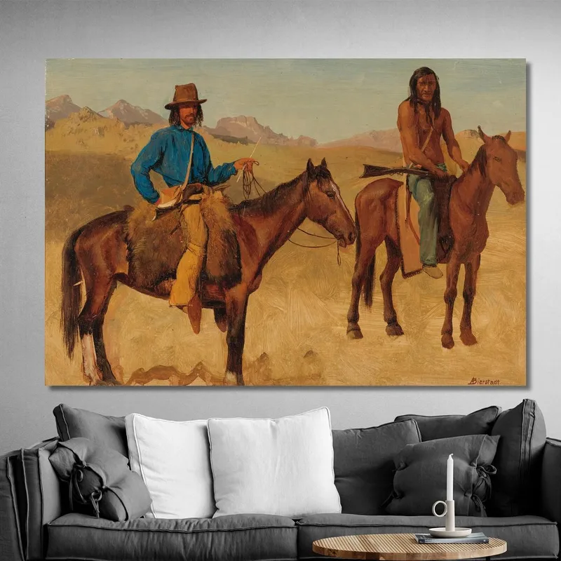 Trappeur Et Guide Indien À Cheval Albert Bierstadt